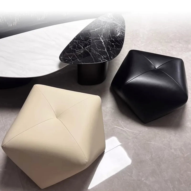 Octagonal Leather Ottoman Stool – Modern Luxury Living Room Seat Ottoman Stool Babs