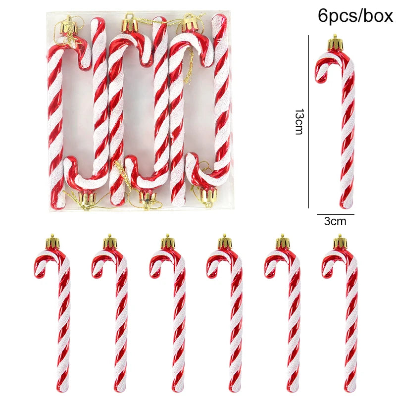 6Pcs Christmas Candy Cane Lollipop Tree Ornaments Set Christmas Ornaments Babs Set7