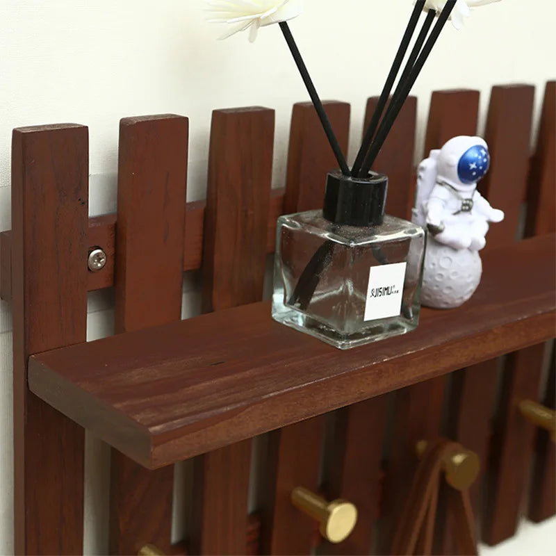 Retro Wooden Wall Coat Rack – 4-Hook Minimalist Organizer Wall Coat Rack Babs