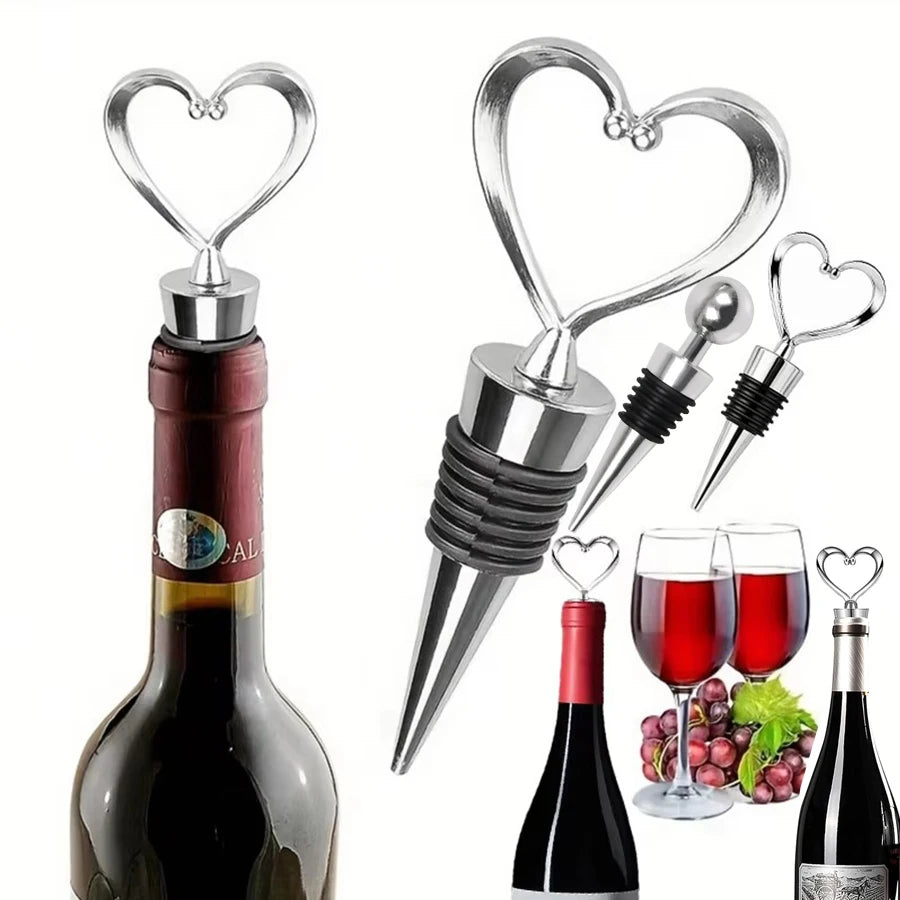 Heart Shape Wine Stoppers – Reusable Bottle Caps 1 or 4 Pcs Wine Bottle Stopper Babs