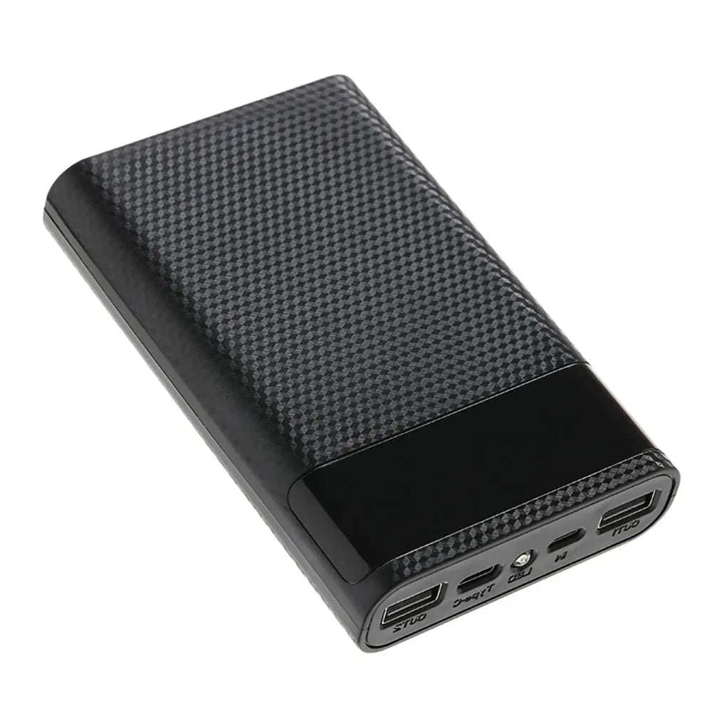 KEBIDUMEI 4-Slot DIY 18650 Power Bank Case USB-C Micro USB DIY Power Bank Case Babs Black