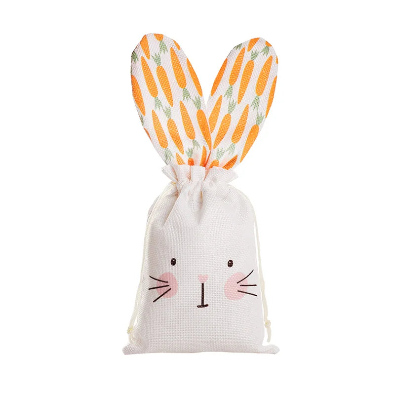 Rabbit Carrot Linen Drawstring Gift Bags – Easter & Party Linen Gift Bags Babs 1Pcs Other