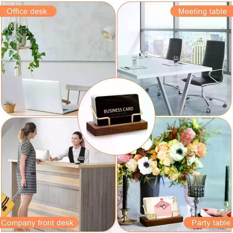 Wooden Business Card Holder – Desk Organizer Display Stand Business Card Holder Babs