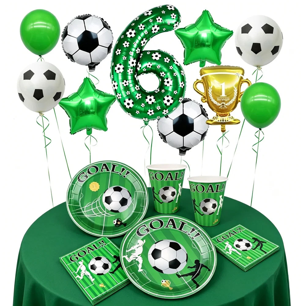 Soccer 6th Birthday Party Supplies – Balloon & Tableware Kit Party Supplies Kit Babs