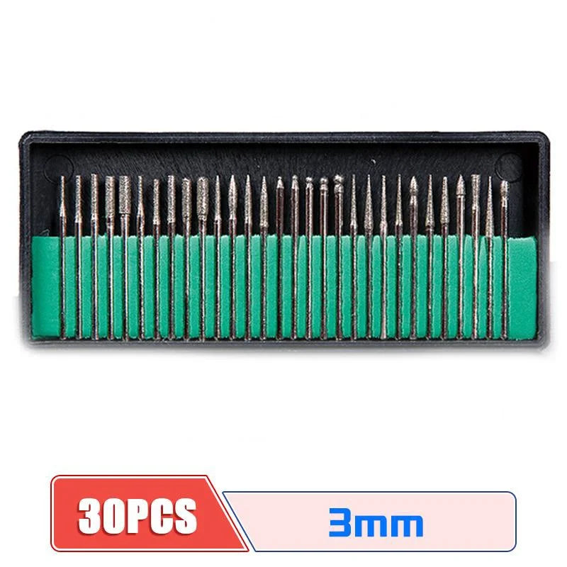 30Pcs Diamond Grinding Burr Set – Engraving Rotary Tool Kit Rotary Tool Burr Set Babs 3mm