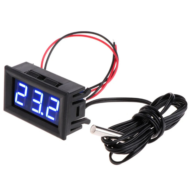 LCD Digital Thermometer DC 5-12V, 1m Probe – Aquarium & Car Digital Thermometer Gauge Babs Blue