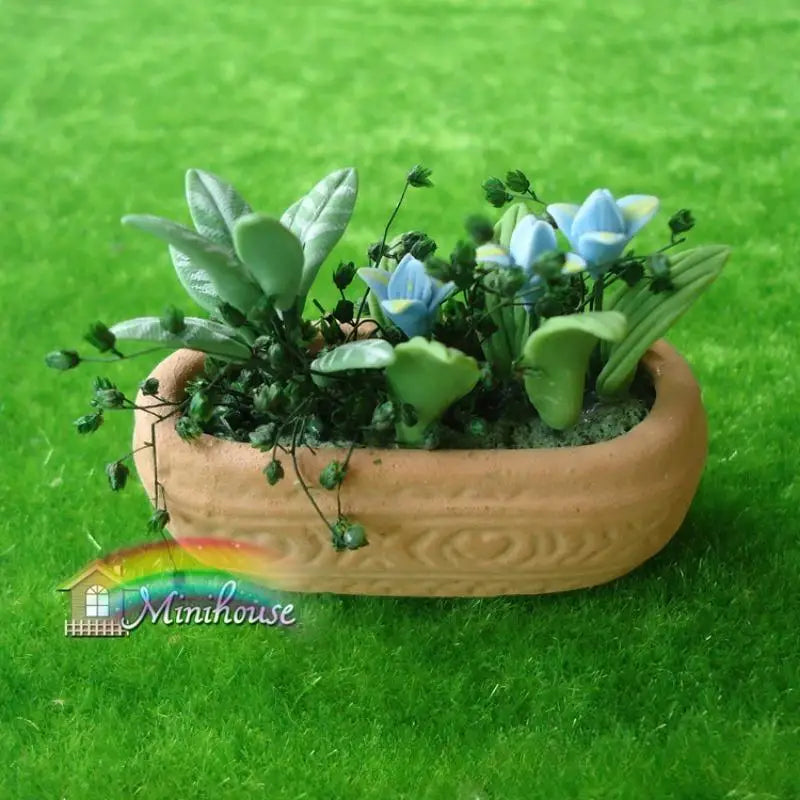 1:12 Miniature Clay Orchid Potted Plant – Dollhouse Décor Miniature Collectible Decor Babs 1pc