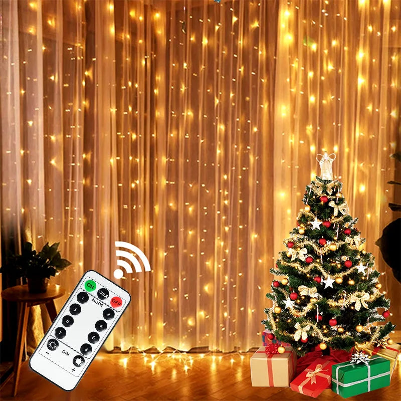Christmas LED Curtain Fairy String Lights – USB, 8 Modes LED Curtain String Lights Babs