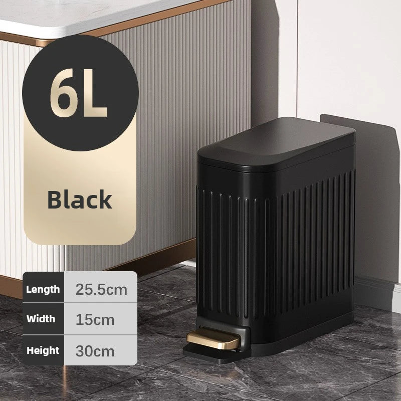 Stainless Steel Foot Pedal Trash Can with Lid – 10L Modern Foot Pedal Trash Can Babs 6L Black