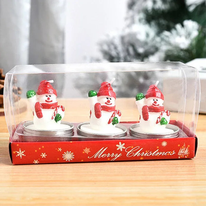 Christmas Santa & Snowman Decorative Candle Set – 3 Pcs Decorative Candle Set Babs B