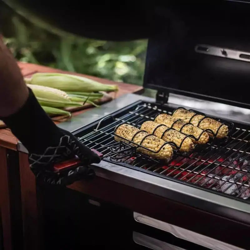 Metal BBQ Corn & Multi-Use Grilling Basket – Easy-Flip Rack BBQ Grilling Basket Babs