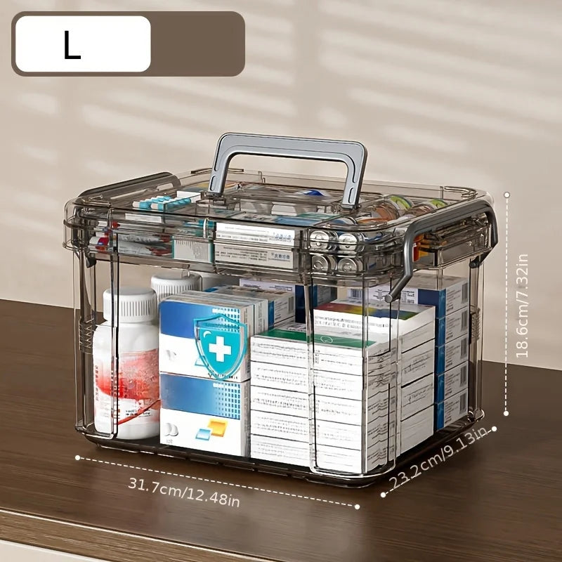 Transparent Plastic First Aid Box with Handle – Stackable First Aid Storage Box Babs L