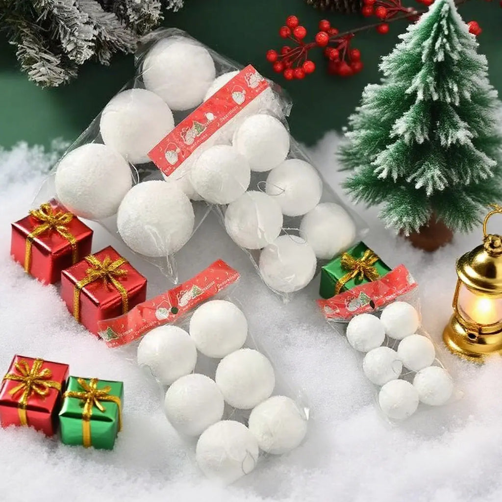 White Foam Christmas Balls – DIY Snowballs, 6pcs, 4cm & 8cm Christmas Foam Balls Babs