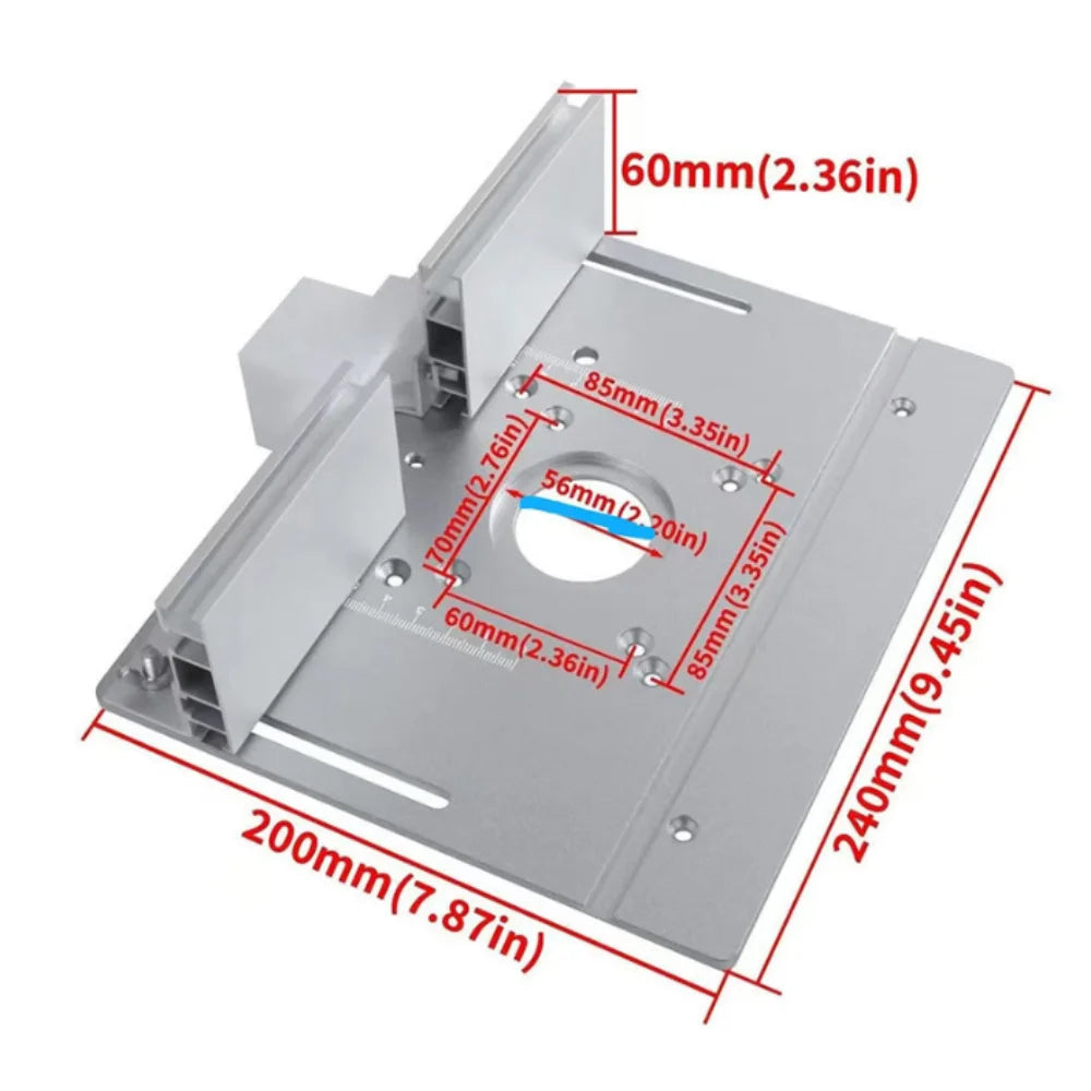Aluminum Alloy Router Table Insert Plate & Miter Gauge Guide Router Table Insert Babs Silver