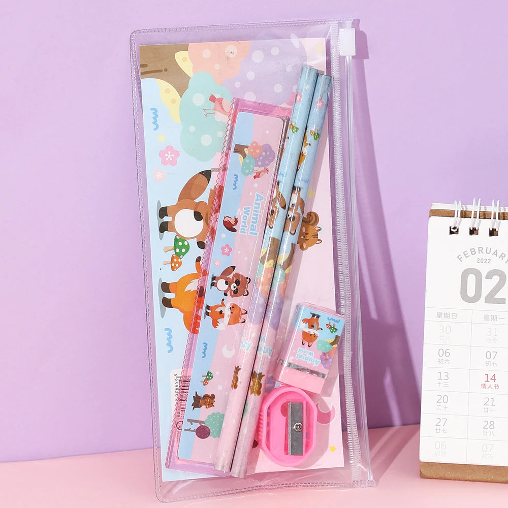 Cartoon Dinosaur Stationery Set 5pcs – Kids School Supplies Kids Stationery Set Babs Animals