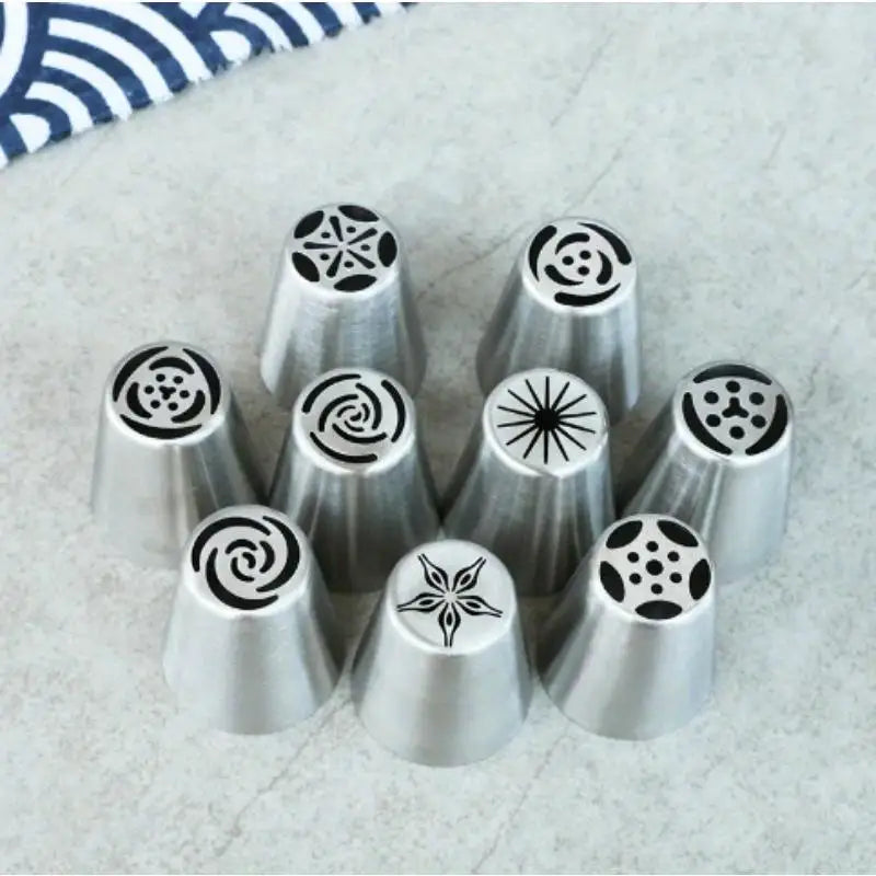 9pc Russian Piping Tips Set – Stainless Steel Cake Nozzles | Babs Cake Decorating Tips Babs