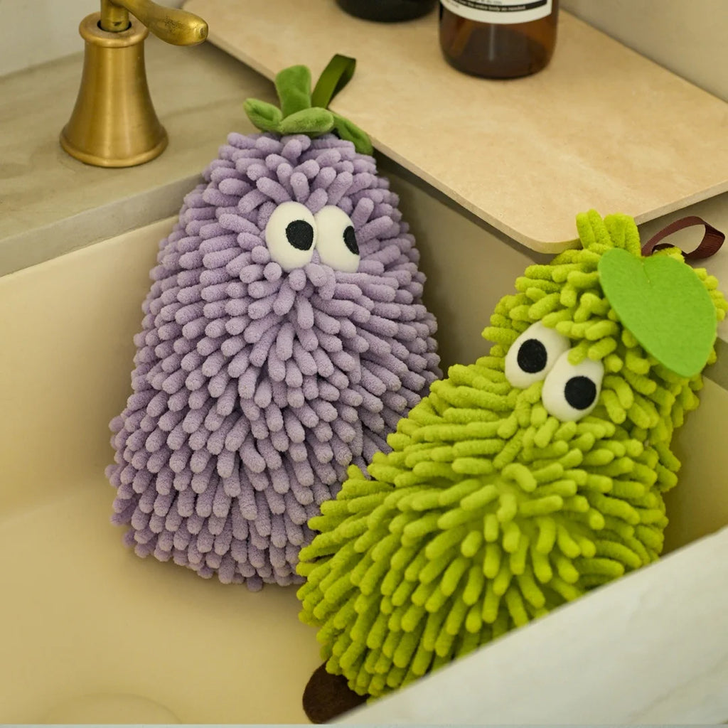 Fruit Shaped Hanging Hand Towels – Soft Chenille Washcloth Novelty Hand Towel Babs