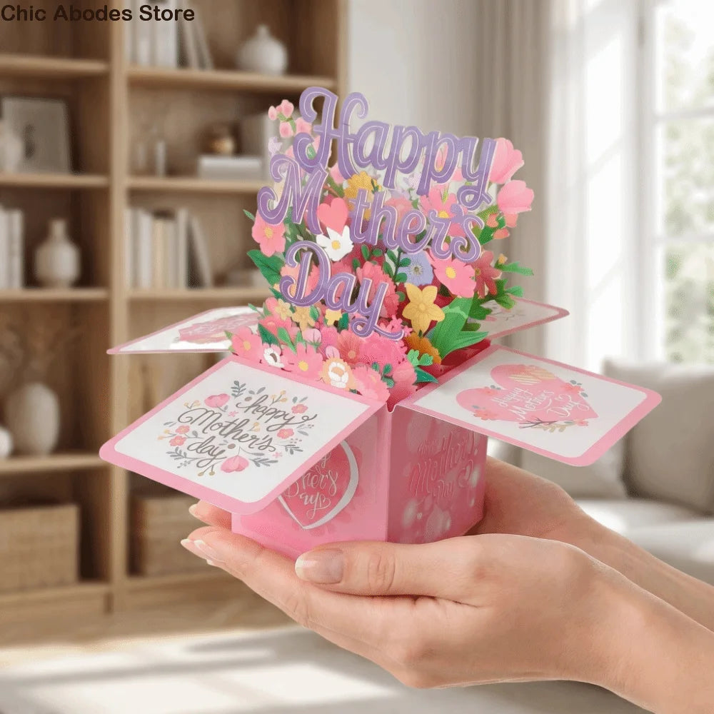 Floral Bouquet Mother's Day Card – Cardstock Thank You Postcard Greeting Card Babs