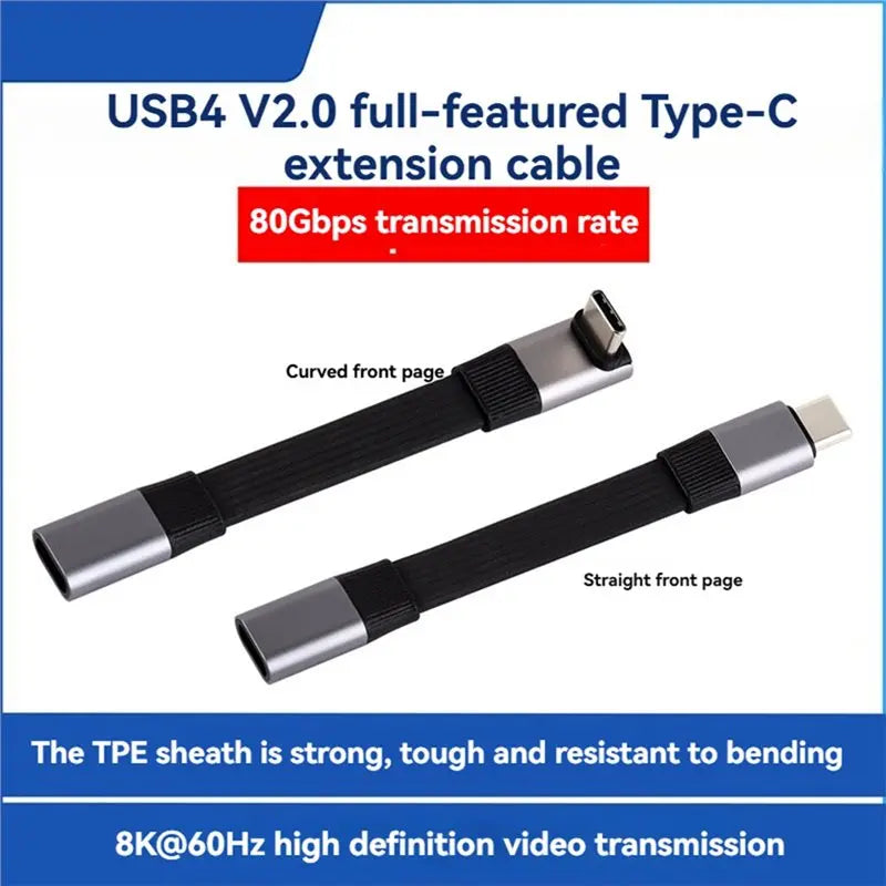 USB4 V2.0 Type-C Extension Cable 80Gbps 240W 8K@60Hz USB-C Extension Cable Babs