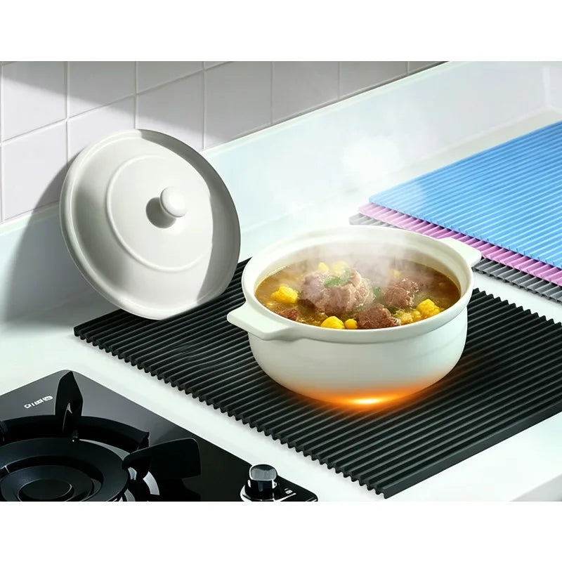 Foldable Silicone Draining Mat – Non-Slip Heat-Resistant Kitchen Pad Silicone Draining Mat Babs