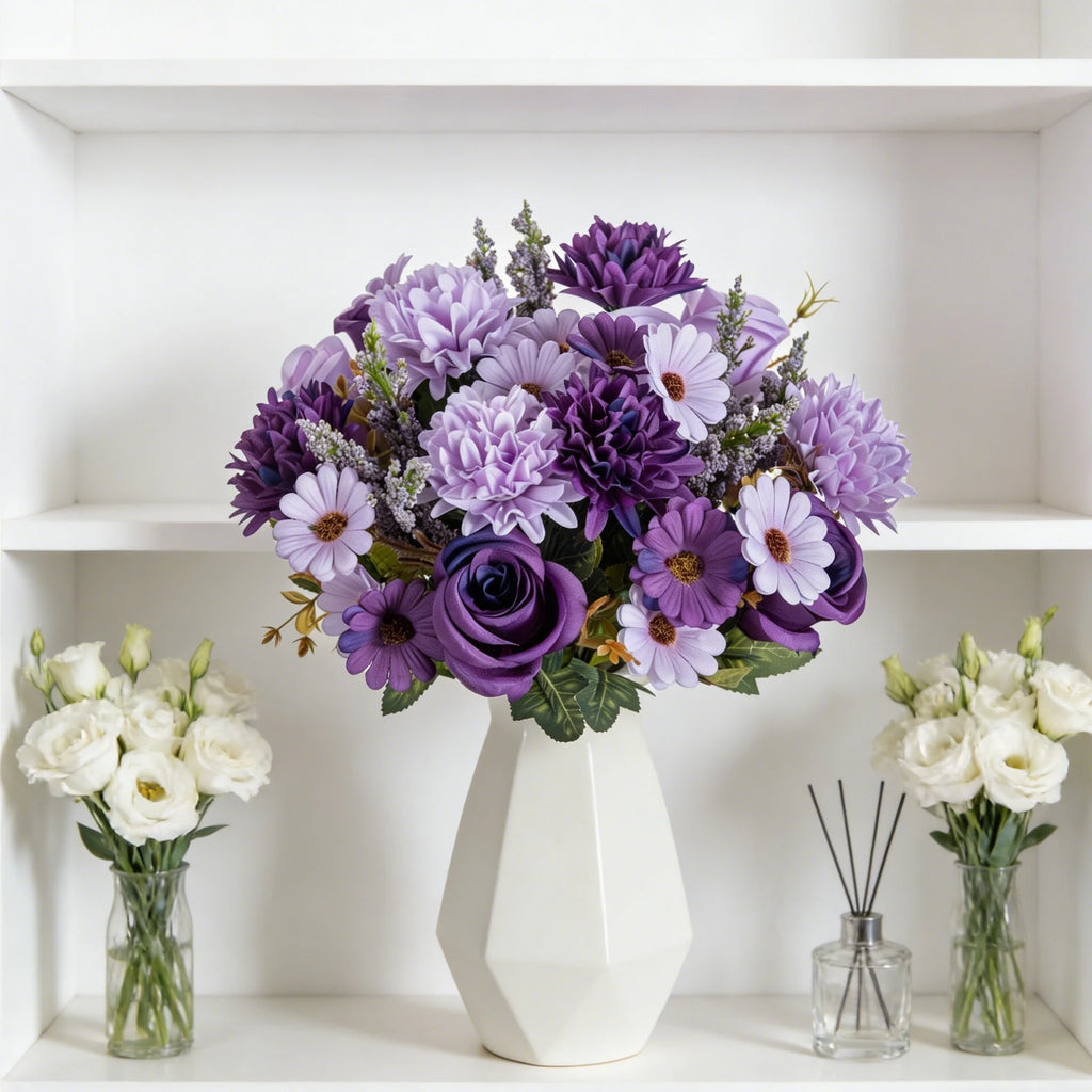 Silk Roses & Chrysanthemum Artificial Bouquet | Home & Wedding Artificial Flower Bouquet Babs