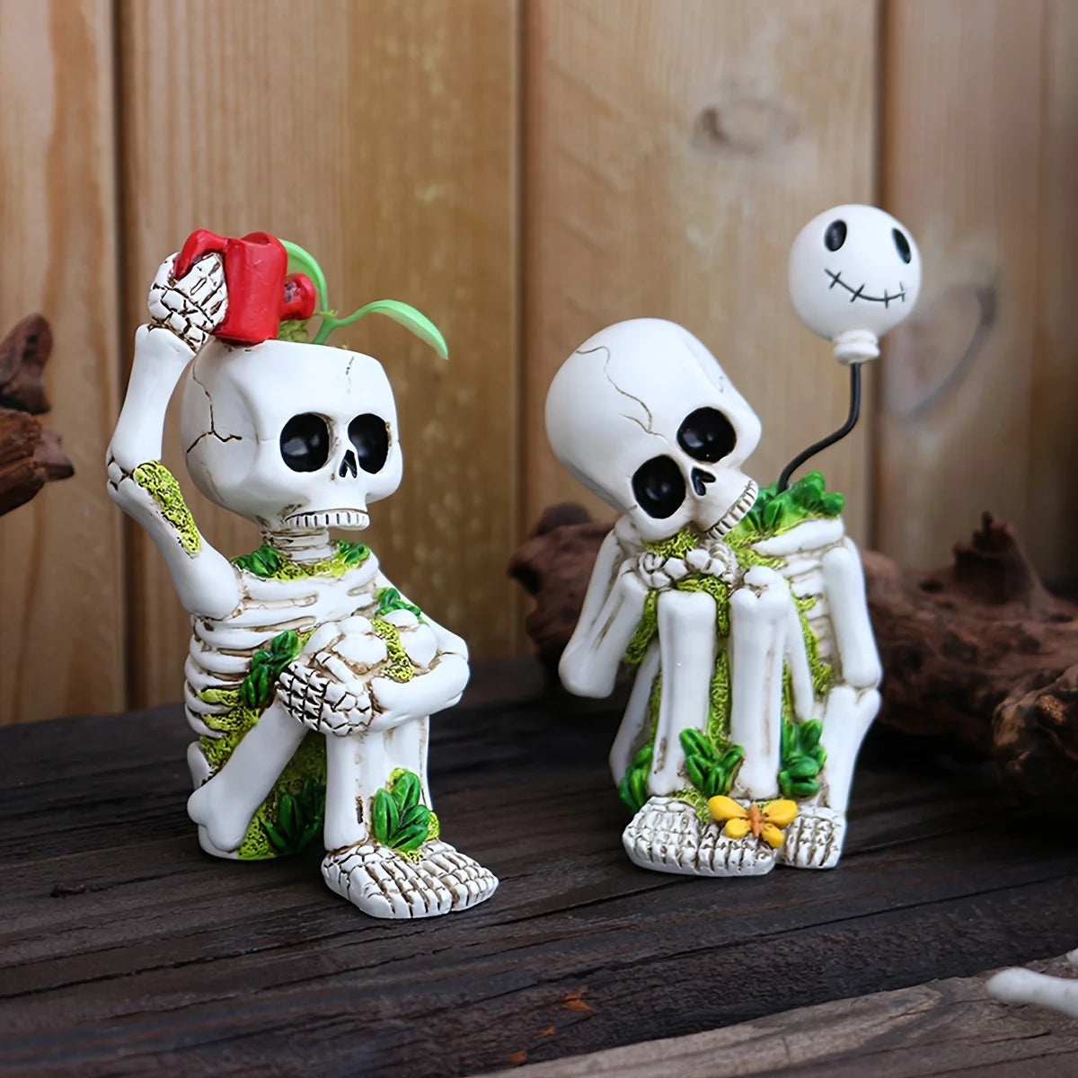 Skeleton Thinking Statue Set of 2 – Halloween Garden Decor Halloween Garden Statue Babs Thinking about the S