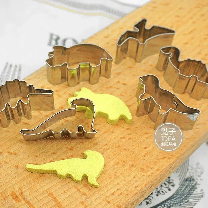 6-Piece Dinosaur Stainless Steel Cookie Cutters Baking Set Cookie Cutter Set Babs