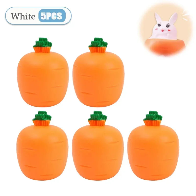 Squishy Carrot Rabbit Squeeze Telescopic Toy – Fun Kids Gift Novelty Squeeze Toy Babs White-5PC