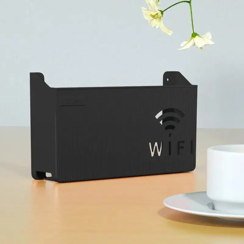 Wall Mount WiFi Router Storage Box & Cable Organizer Router Storage Box Babs Black
