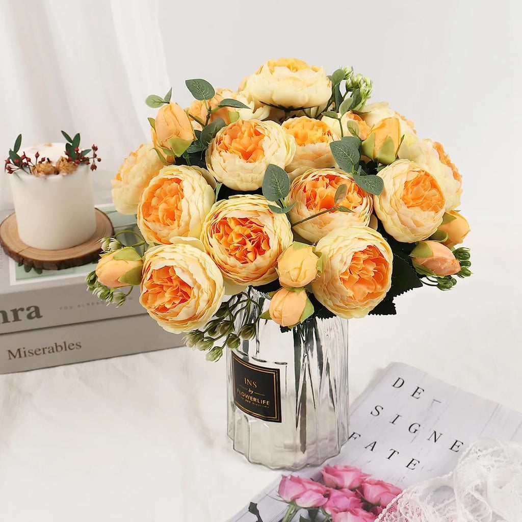 Silk Peony Rose Artificial Flower Bouquet – Wedding & Decor Artificial Flower Bouquet Babs