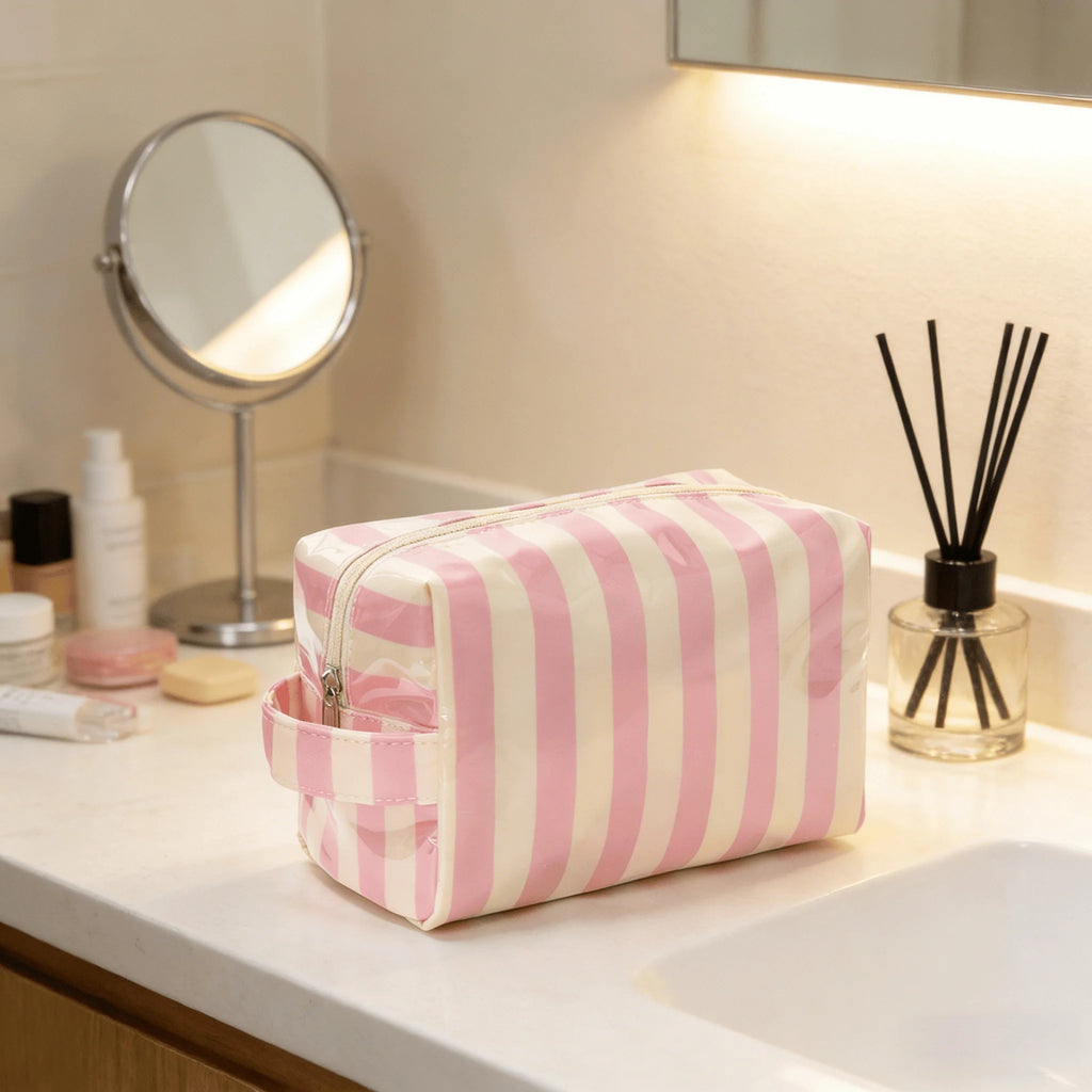 Striped Women's Travel Toiletry & Makeup Organizer Bag Travel Cosmetic Bag Babs