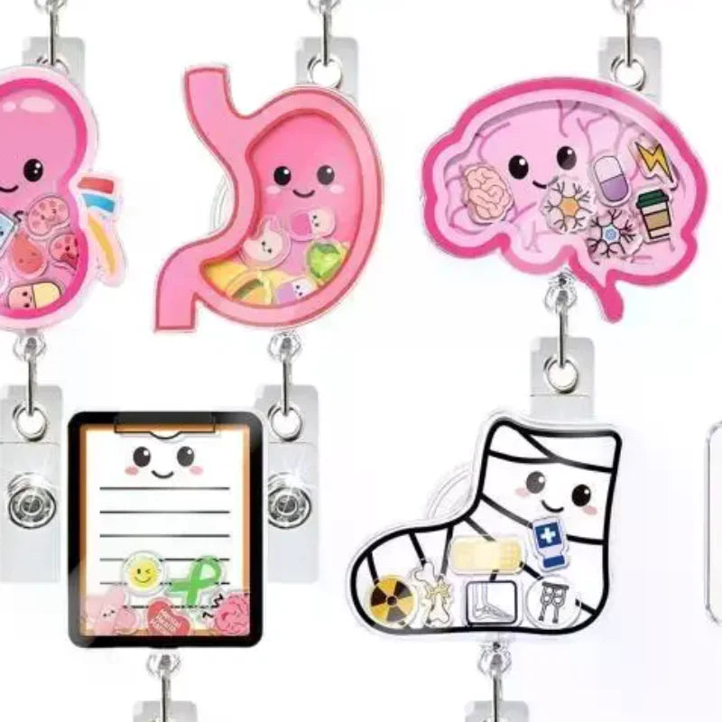 Anime Organ Shaker Retractable Badge Reel with Alligator Clip Retractable Badge Reel Babs