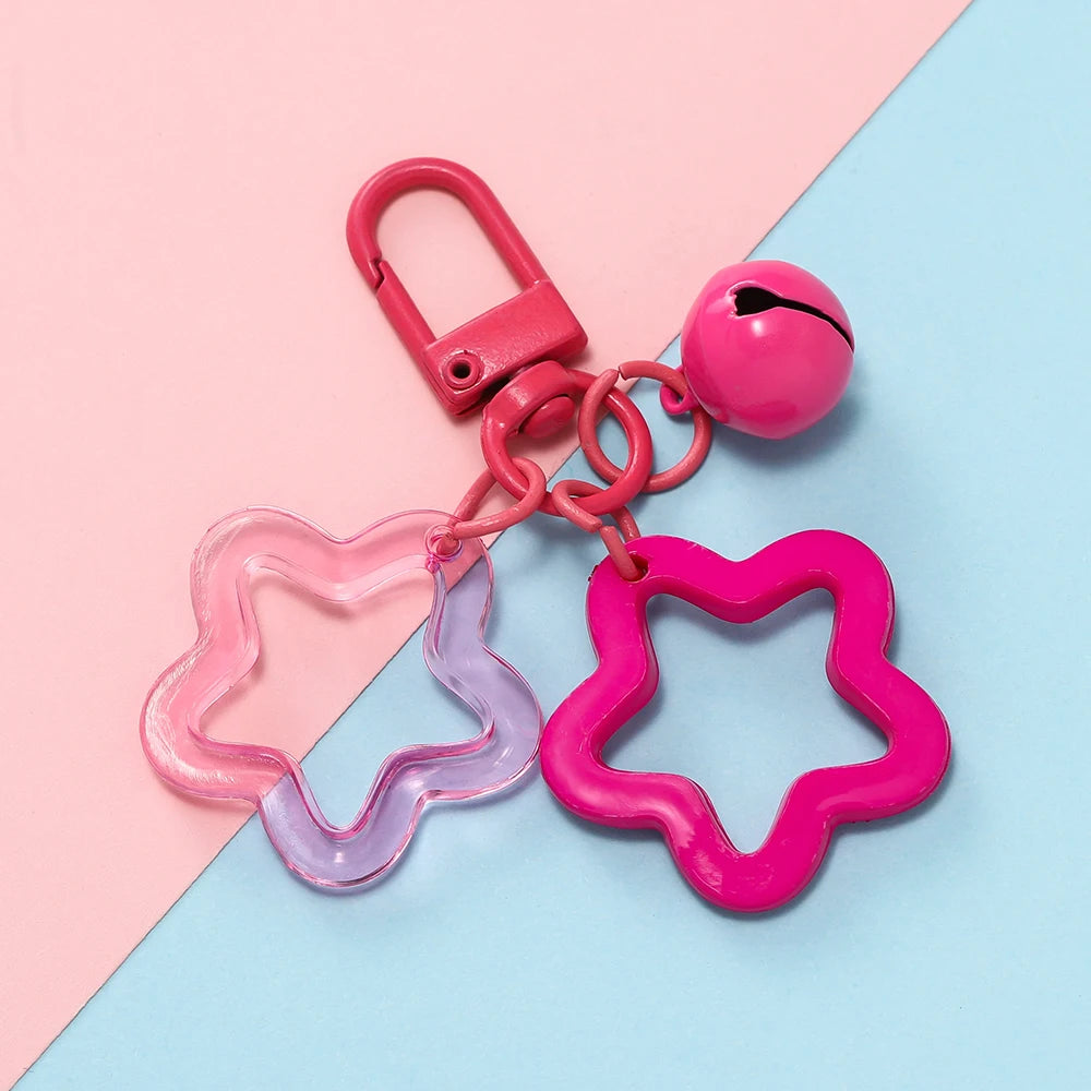 Hollow Star Charm Keychain with Bell & Acrylic Beads Charm Keychain Babs RR
