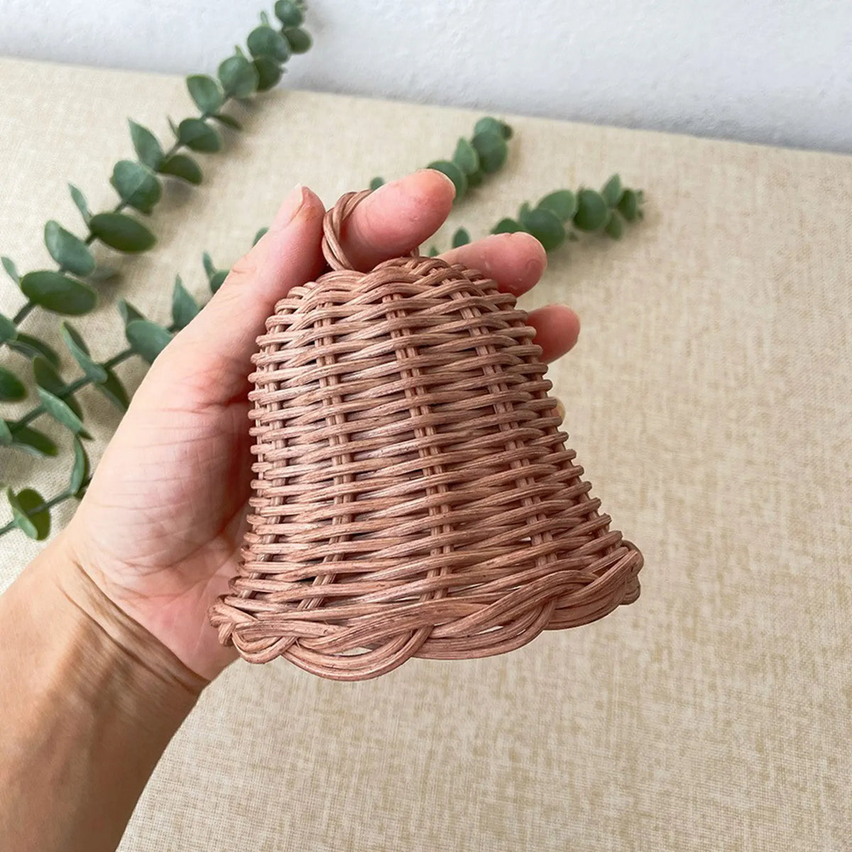 Rattan Woven Bell Pendant – Handmade Christmas Ornament Christmas Bell Ornament Babs Brown One Size