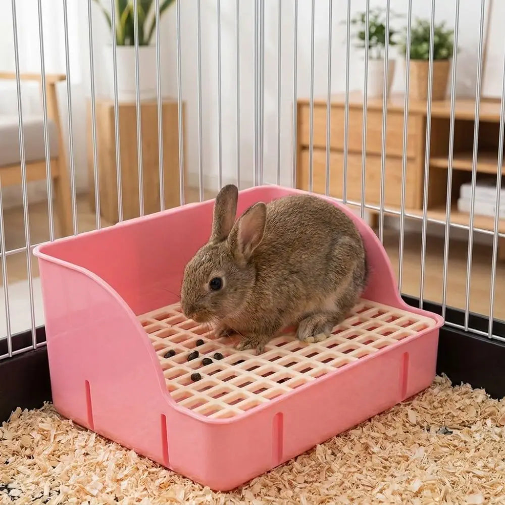 Rabbit Corner Litter Box – Anti-Splash Detachable Grid Potty Small Animal Litter Box Babs