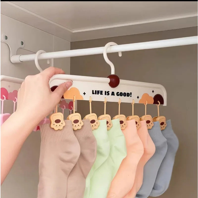 Cartoon Bear Multi-Clip Drying Hanger for Socks & Baby Clothes Laundry Drying Hanger Babs
