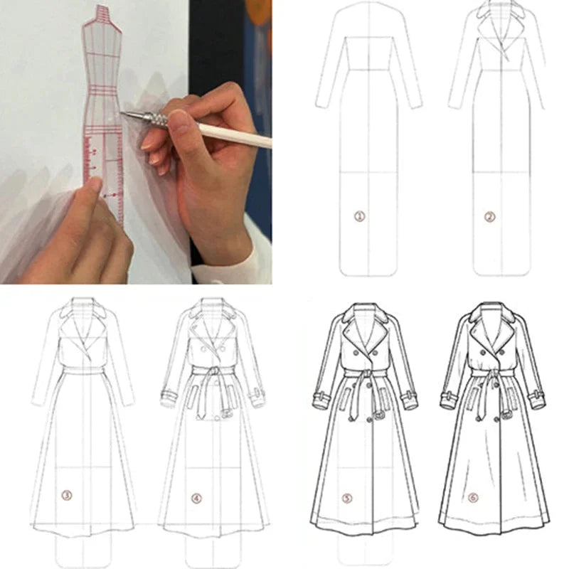 5pc Women's Fashion Drawing Ruler Set – Figure Sketch Template Fashion Drawing Ruler Babs