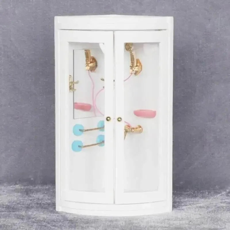 Mini Dollhouse Bathroom Shower Room Model – White Birch Wood Dollhouse Furniture Model Babs