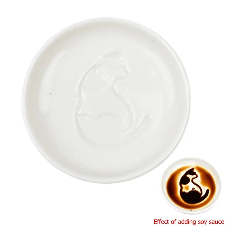 Japanese Cat Ceramic Soy Sauce Dipping Dish – Mini Bowl Ceramic Dipping Dish Babs Scratching cat 8.8 x 2cm