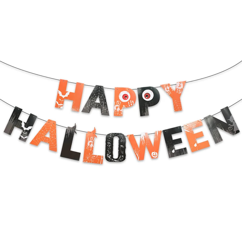 Halloween Paper Banner Garland – Bat, Pumpkin & Ghost Decor Halloween Party Garland Babs 4