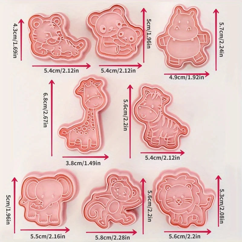 8-Piece Jungle Safari Animal Cookie Cutter Set | Baking Molds Cookie Cutter Set Babs
