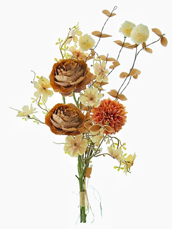 Silk Rose Artificial Flowers – Wedding & Home Décor Bouquet Artificial Flower Bouquet Babs Brown 1 PC