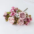 Artificial Silk Peony Hydrangea Bouquet – Wedding & Home Décor Artificial Flower Bouquet Babs plum 1 pc