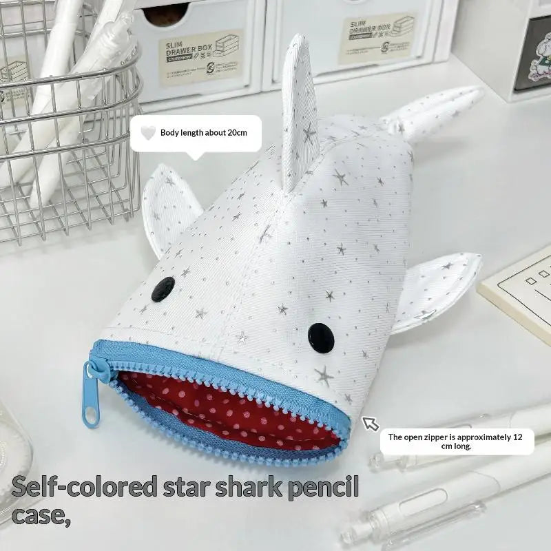 Kawaii Shark Pencil Case – Large Capacity Star Print Pencil Bag Pencil Case Babs