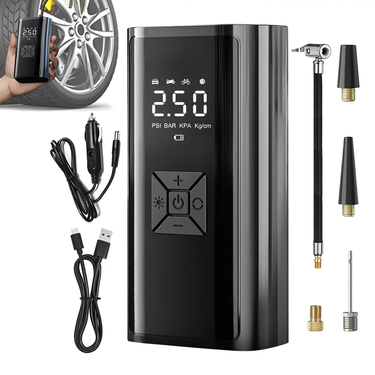 Wireless Portable Tire Inflator – 120W Electric Air Compressor Portable Tire Inflator Babs