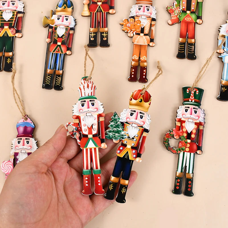12pcs Christmas Nutcracker Soldier Wooden Tree Ornaments Christmas Tree Ornaments Babs