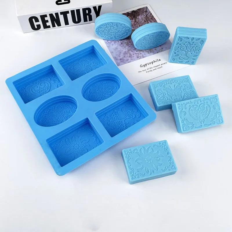 6-Hole 3D Silicone Soap Mold for Soap Making, Resin & Crafts Silicone Craft Mold Babs blue