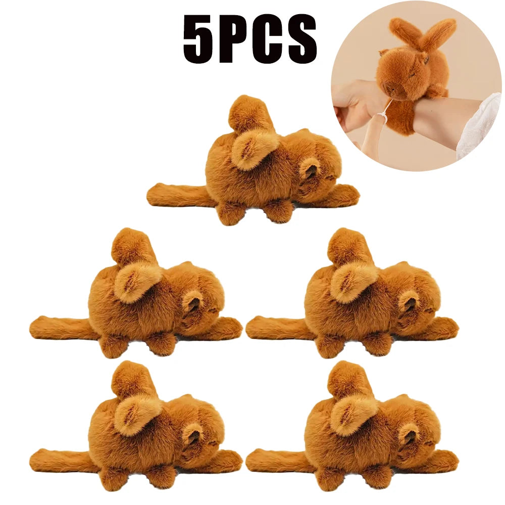 Capybara Dolphin Snap Bracelet Plush Doll – Vibrating Toy Plush Bracelet Doll Babs 5PCS