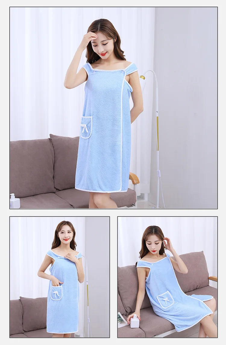 Women's Wearable Bath Towel Wrap – Fast Drying Spa Robe 135×80cm Wearable Bath Towel Babs LB