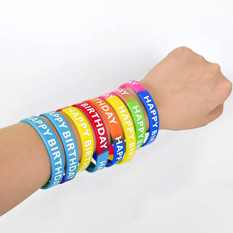 Happy Birthday Rubber Bracelets Kids Party Favors 10/20 Pcs Party Favor Bracelets Babs